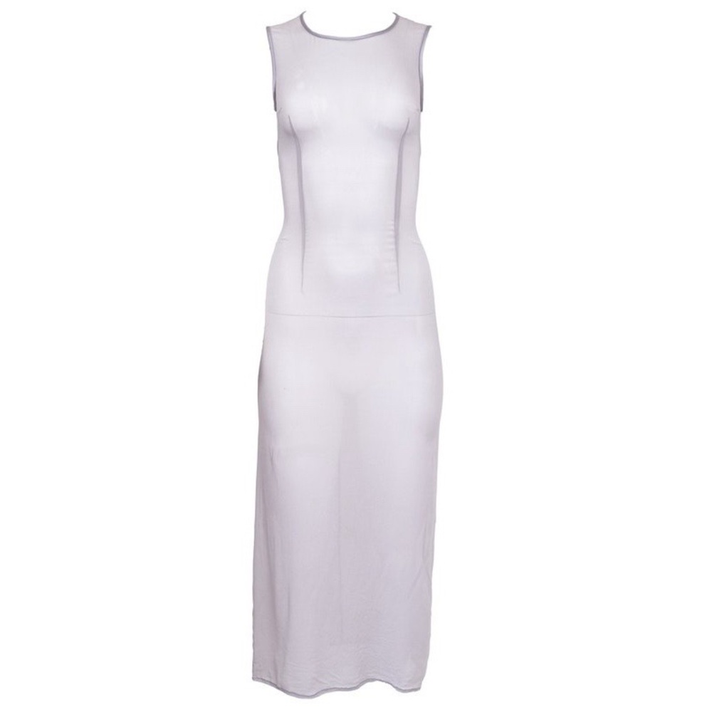 Dolce & Gabbana Gray Sheer Midi Dress